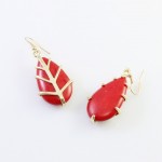 Theon Red Marbled Teardrop Stone Earrings